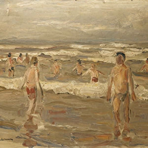 Boys Bathing in the Sea; Badende Knaben im Meer, 1899 (oil on board)