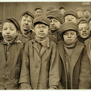 Breaker boys (who sort coal by hand) at Hughestown Borough Coal Co. Pittston, Pennsylvania