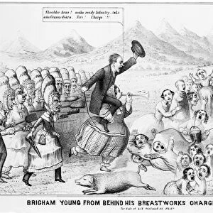Brigham Young from Behind his Breastworks Charging the United States Troops
