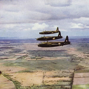 British Vickers Wellington bombers setting off on a daylight bombing raid on Germany, World War II (photo)