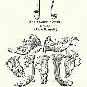 Bronze Ladles, trua; Greek Drinking-horns, rhyton (engraving)