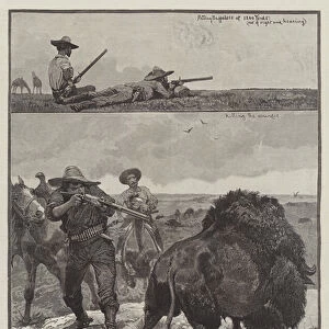 Buffalo Hunters in Montana, North America (engraving)