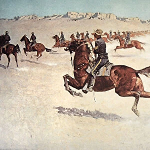 Buffalo Soldiers in Pursuit (colour litho)