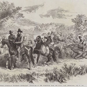 The Burke and Wills Australian Exploring Expedition, Departure of the Expedition from the Royal Park, Melbourne, 20 August 1860 (engraving)
