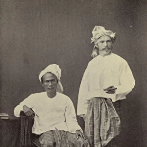 Burma: The author in Burmese dress (1878) with a football comrade (b / w photo)