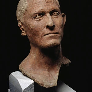 Bust of man, 100-75 BC (Clay sculpture)