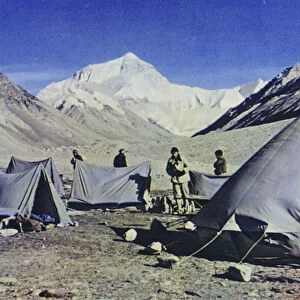 Camp in the Rongbuk Valley and Mount Everest (photo)