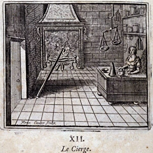 The candle. Fables by Jean de La Fontaine (1621-95). Illustration by Francois Chauveau