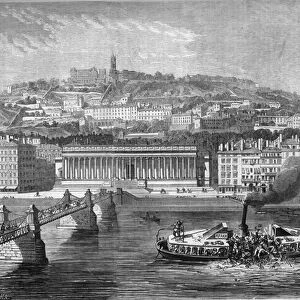 Capsizing of the omnibus steamboat the " Fly n°4" on the Saone River in Lyon (Rhone, 69), July 10, 1864. Engraving in " Le Monde Illustre" n°380 of 23 July 1864