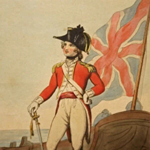 Captain of Marines, 1799 (hand-coloured etching)