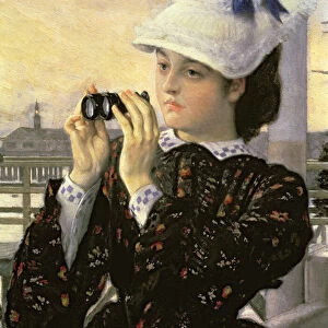 The Captains Daughter, detail of the girl with her binoculars (oil on canvas