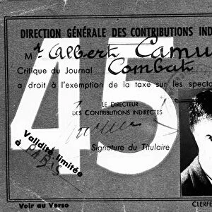 Card entitled to the tax exemption on Albert Camus shows