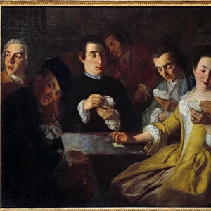 The card game. Painting by Gaspare Traversi (? - 1769), 18th century. Oil on canvas