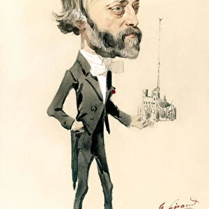 Caricature of the architect, Eugene Emmanuel Viollet-le-Duc (colour litho)