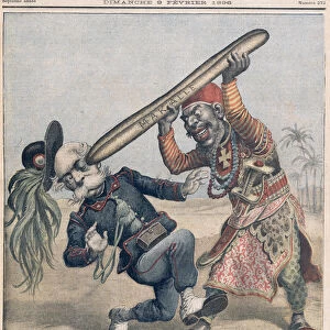 Caricature of Francesco Crispi (1818-1901) and the defeat of the Italian invading