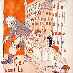 caricature of sordid, furtive love, Illustration from L Assiette au Beurre