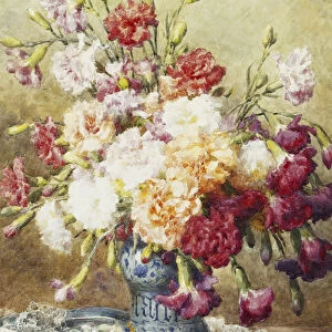 Carnations in the Albarello (pencil & w / c on paper)