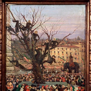 Carnival scene in the streets of Rome, 19th century (painting)
