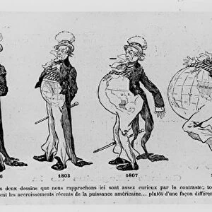 Cartoon commenting on the land acquisitions of the United States of America