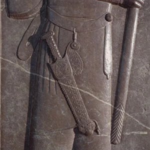 Carving of Xerxes weapon bearers sword, relief in the Audience Hall at