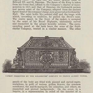 Casket presented by the Goldsmiths Company to Prince Albert Victor (engraving)