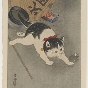 Cat and mouse, c. 1930 (colour woodblock print)