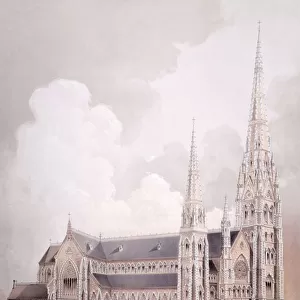 Cathedral of the Holy Cross, Boston, Massachusetts (colour litho)