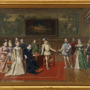 Catherine de Medici meets her sons Charles IX and Henry III