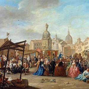 Cebadax Square in Madrid Painting by Manuel de la Cruz (18th century) 18th century Madrid, Sorolla Museum