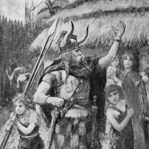 Ancient Celtic warriors dressed for battle, with a shaman, c.1800-18