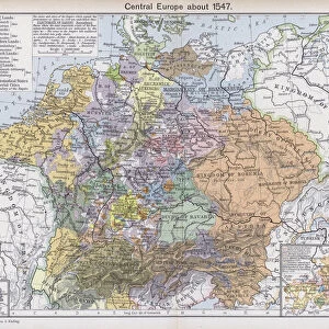 Central Europe about 1547 (colour litho)