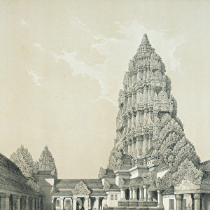 Central tower and superior court of Angkor Wat, 1873 (litho)