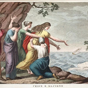Ceyx and Alcyone or Ceice e Alcione, Book XI, illustration from Ovids Metamorphoses