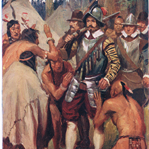 Champlains first appearance amongst the Indians, illustration from