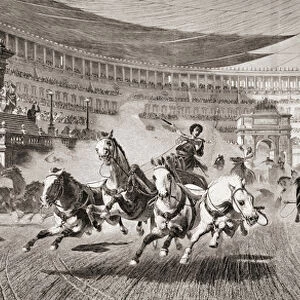 Chariot race at Roman games, after a painting by Alejandro Wagner, from Album Artistico