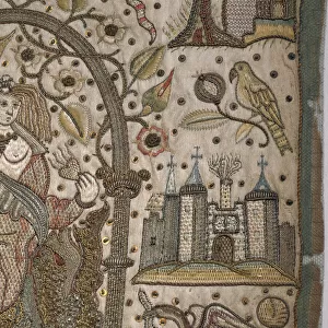 Charity beneath an arch, c. 1640 (silk, metal threads & spangles on satin)