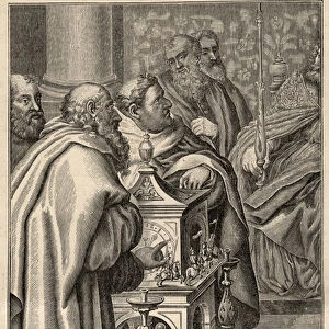 Charlemagne receiving the gift of a clepsydra (water clock