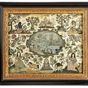 A Charles II needlework picture of Africa and the New World, c