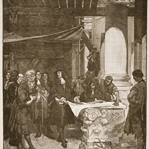 Charles II visiting Wren during the building of St. Paul s