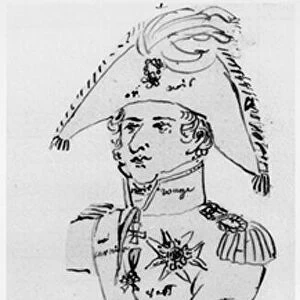 Charles Jean Baptiste Bernadotte (1763-1844) (pen & ink on paper) (b / w photo)