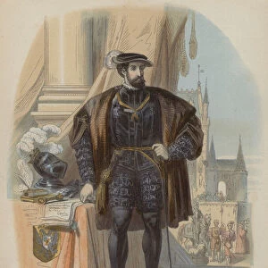 Charles V, Holy Roman Emperor (coloured engraving)
