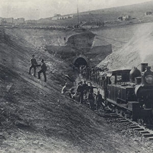 Charlestown Tunnel and Natal Government Railway Engine (b / w photo)