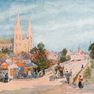 Chartres from the North (colour litho)