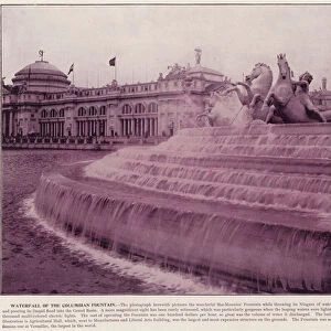 Chicago Worlds Fair, 1893: Waterfall of the Columbian Fountain (b / w photo)