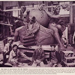 Chicago Worlds Fair, 1893: The Work of Sculpturing the Big Figures (b / w photo)