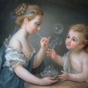 Children blowing bubbles (pastel)