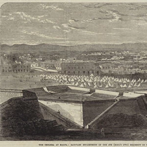 The Cholera at Malta, Sanitary Encampment of the 4th (Kings Own) Regiment on the Floriana (engraving)