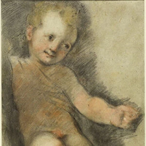 Christ Child: Study for the Madonna di San Giovanni, 1560-70 (black and red chalk, with pastel on paper)