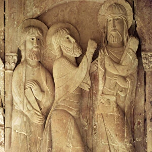 Christ and the Pilgrims of Emmaus (stone)