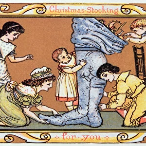 Christmas Stocking For You, a Victorian christmas card (engraving)